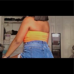 orange cropped tube top